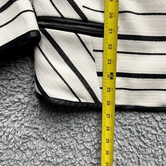 Chicos Open Front Cardigan Womens Size 3 16/18 Black White Striped Vintage - Picture 6 of 11